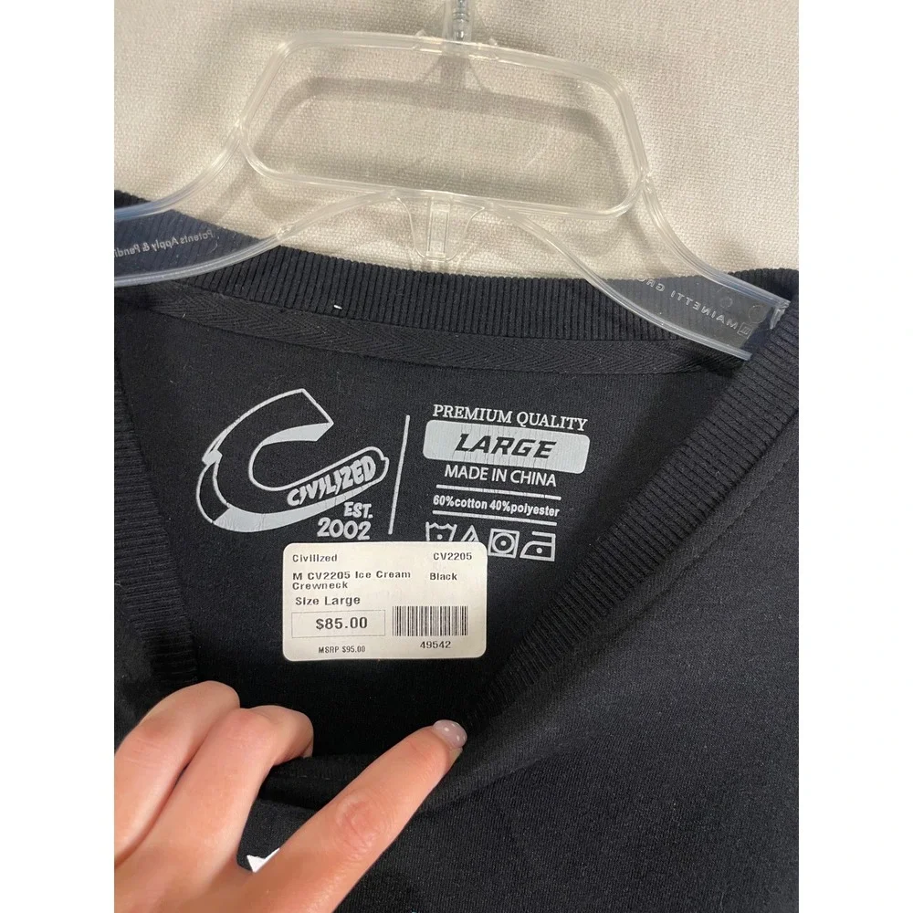 Civilized Mens Black Ice Cream Earth Graphic Crewneck Sweatshirt CV2205 Large‎